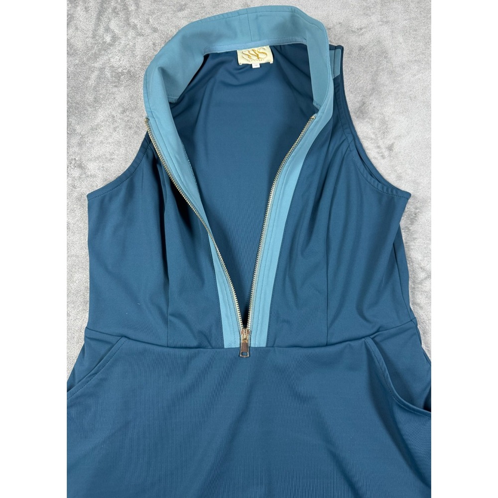 SSYS The Label Womens Golf Tennis Zip Sleeveless Dress Built In Shorts Blue Med - Picture 7 of 11
